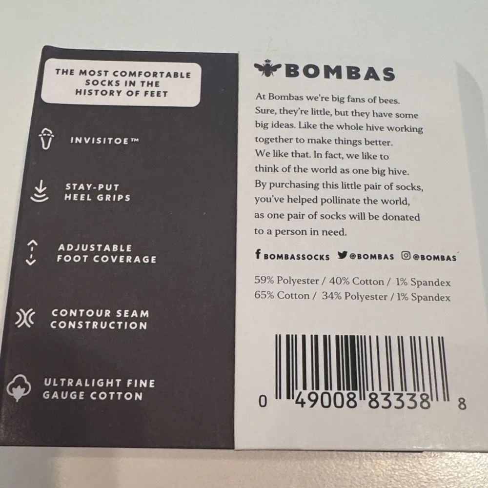 Bombas NWT women’s 4 pack medium no show socks color: white